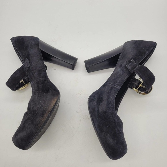 Franco Sarto womens sz 8.5 daniela black suede leather mary jane heels buckle - Picture 5 of 9
